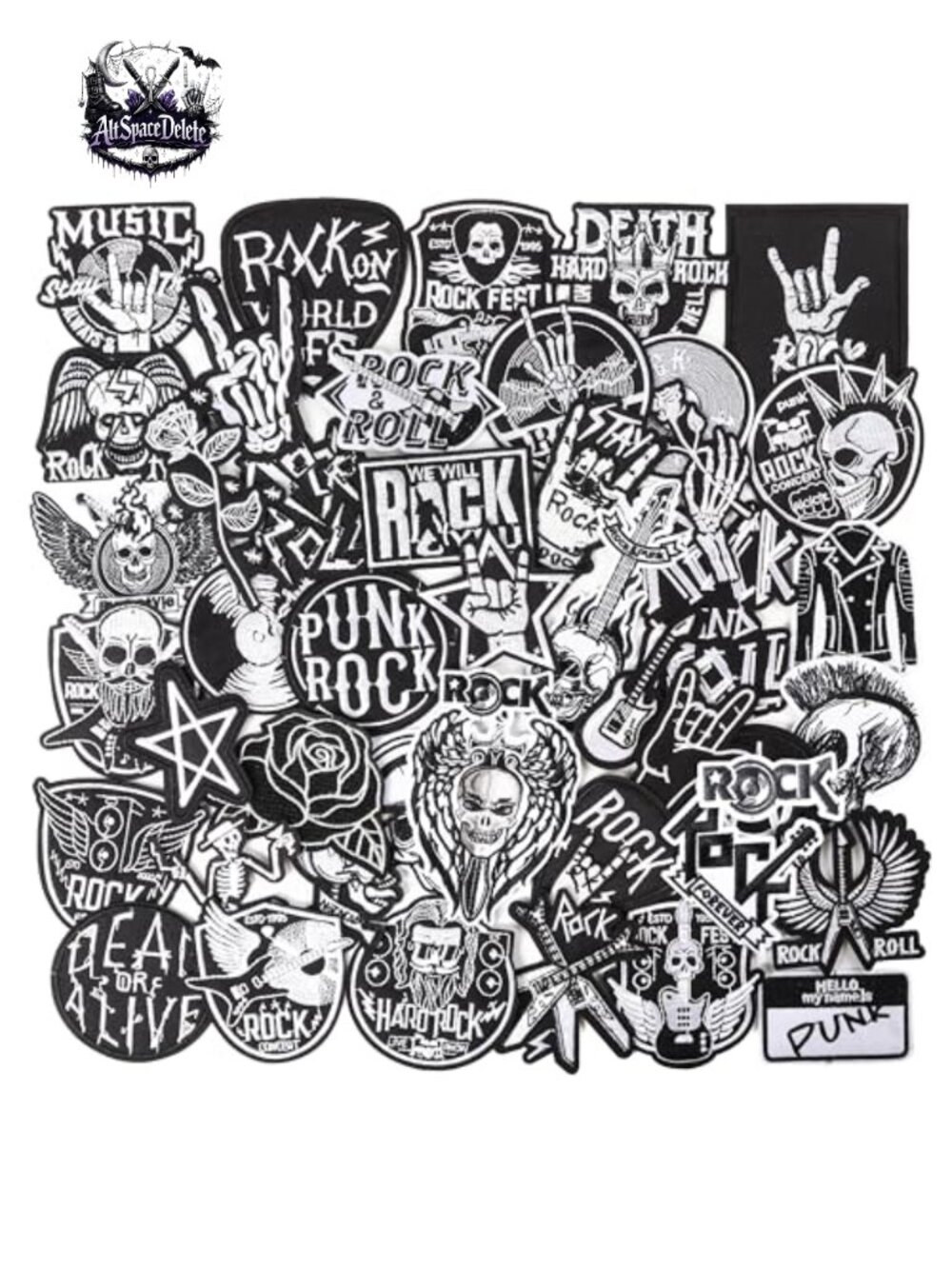 45 Pcs Punk Rock Iron On Patches for Jackets DIY Sew On Skull Guitar
